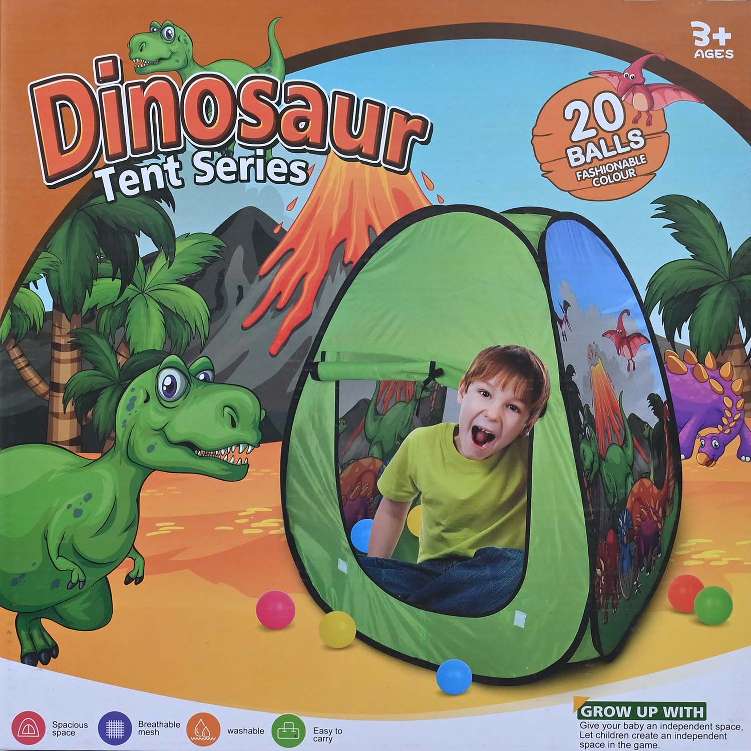 Dinosaur Pop-Up Tent Series with 20 Play Balls - Image 2