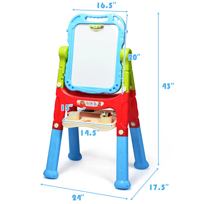 3-in-1 Double-Sided Kids' Standing Art Easel Set | N-1099 Blue - Image 4
