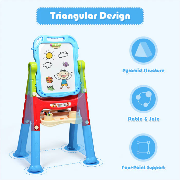 3-in-1 Double-Sided Kids' Standing Art Easel Set | N-1099 Blue - Image 5