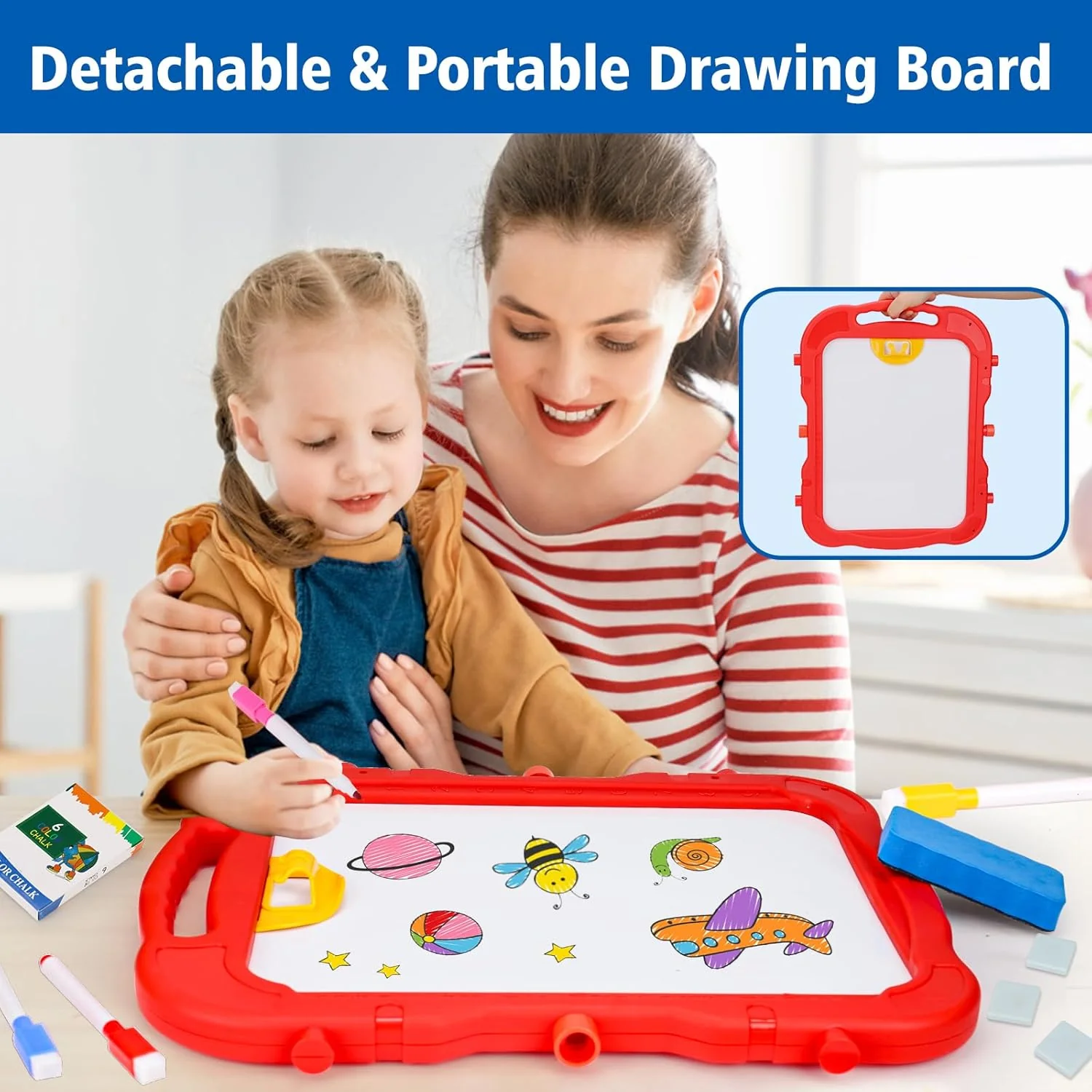 3-in-1 Double-Sided Kids' Standing Art Easel Set | N-1099 Navy Blue - Image 3