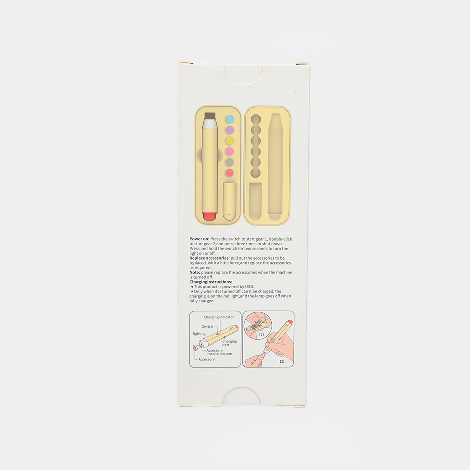 Rechargeable Electric Baby Nail Trimmer Pen | CREAM - 2039 - Image 6