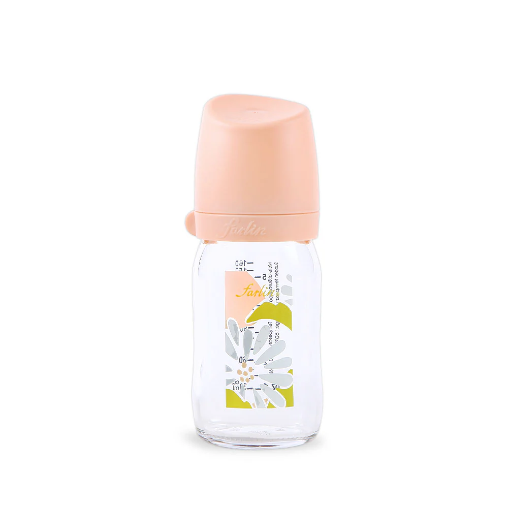 Farlin Wide Neck Glass Feeder 160ml Pink