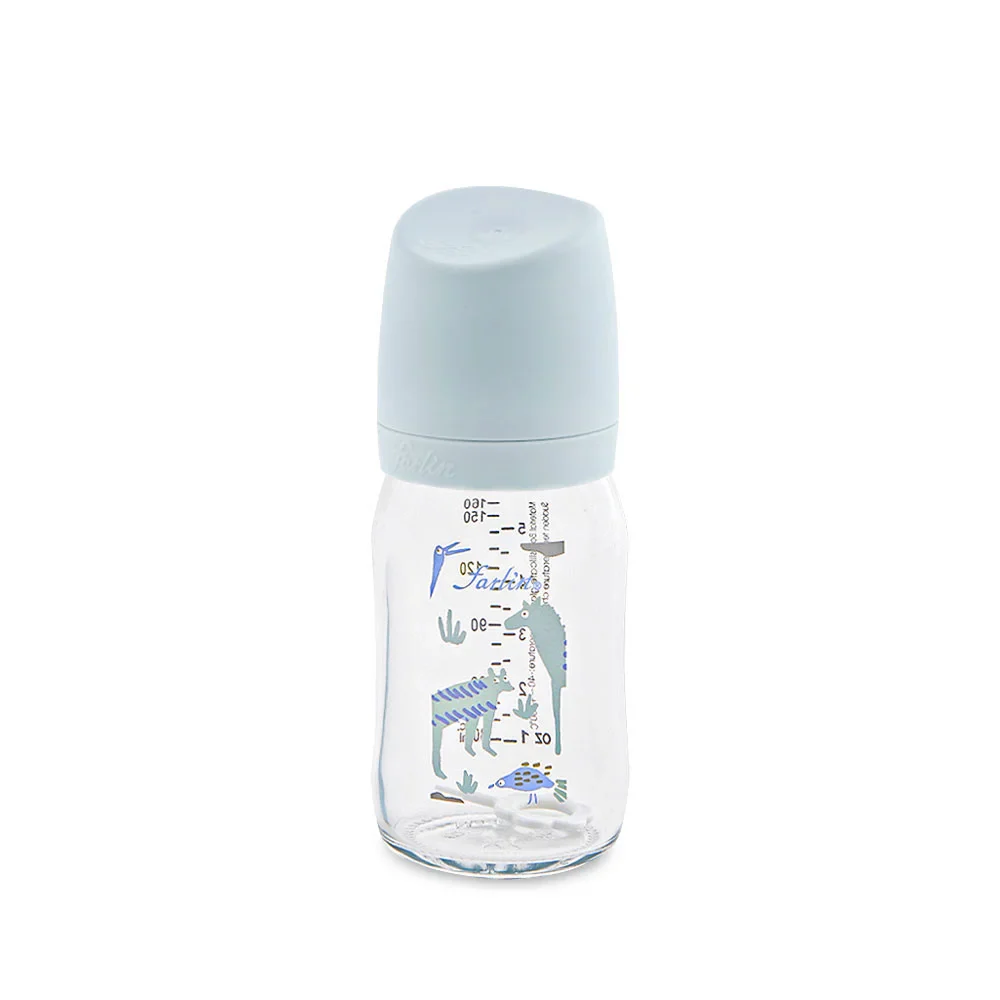 Farlin Wide-Neck Glass Feeding Bottle 160ml – Blue