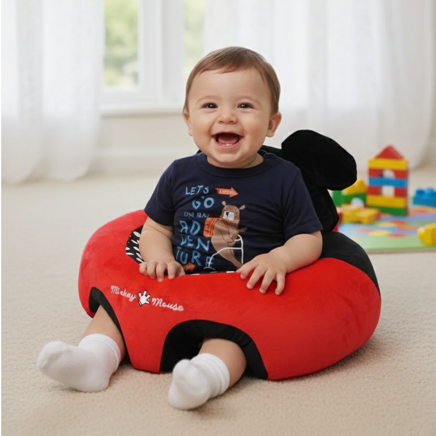 Cartoon Baby Floor Seat/Support Sofa Seat - 6M+ | 1471-Red