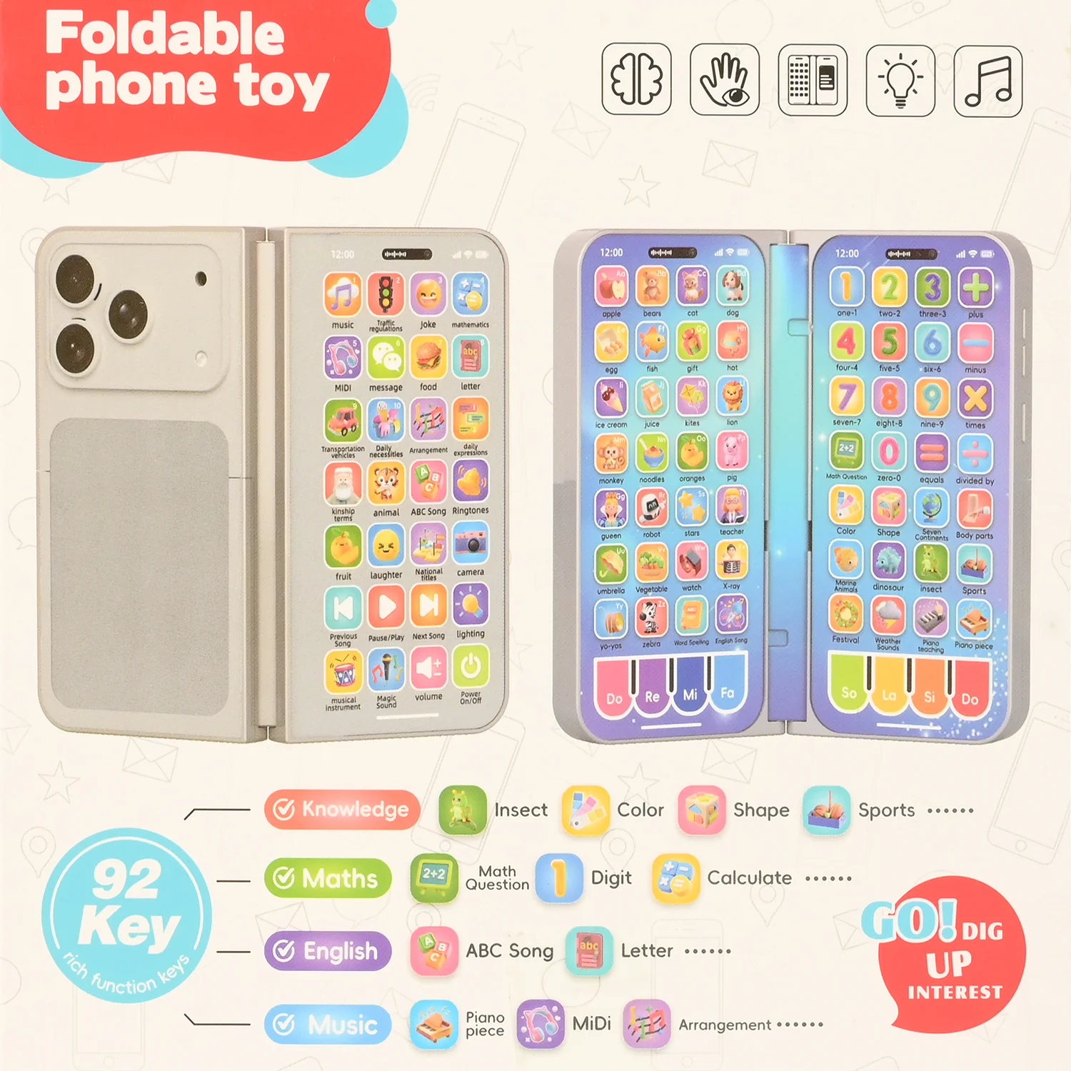 Early Education Foldable Phone Toy with Light & Music - Image 7
