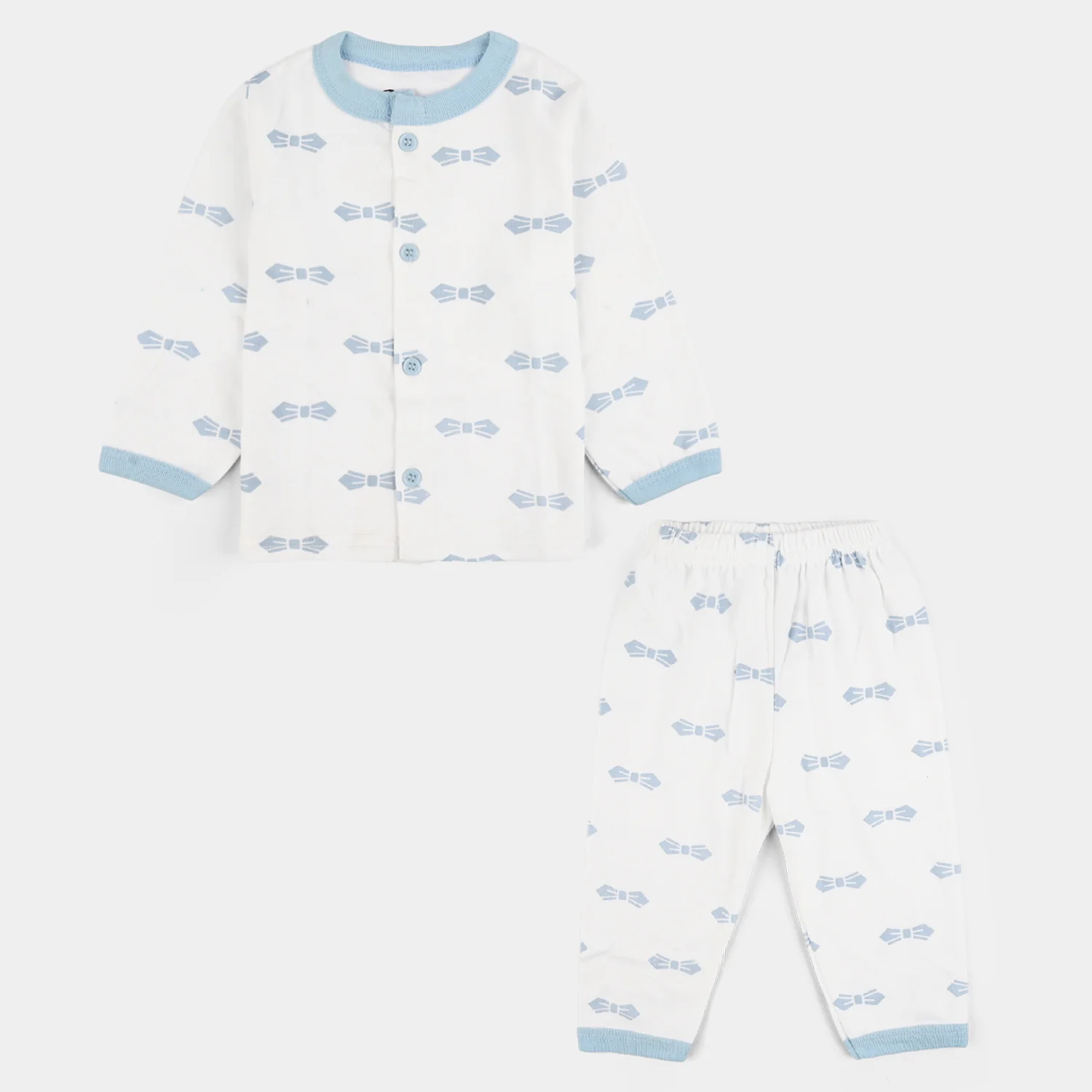 Infant Front Open Suit Bow Powder Blue