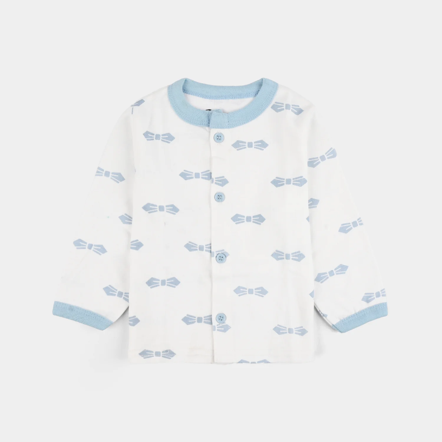 Infant Front Open Suit Bow Powder Blue - Image 2