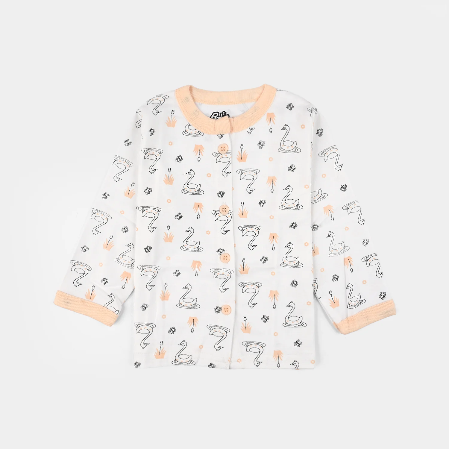 Infant Front Open Suit (Duck) - White/Peach - Image 2