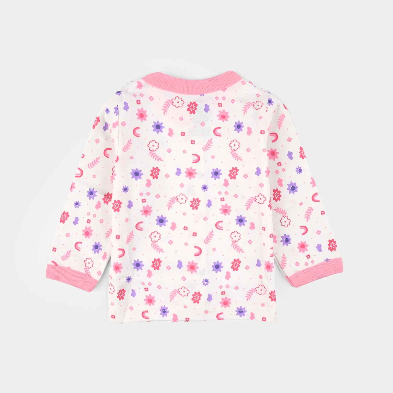 Infant Front Open Suit (Flower) - White/Pink - Image 3