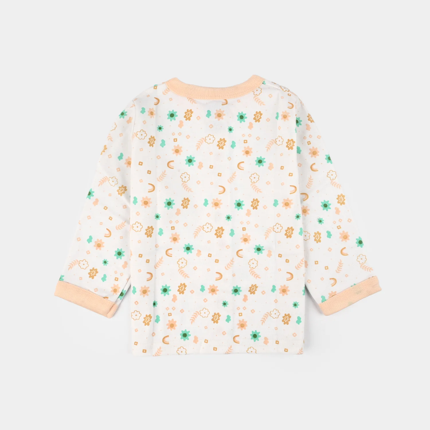 Infant Front Open Suit (Flower) - White/Peach - Image 3