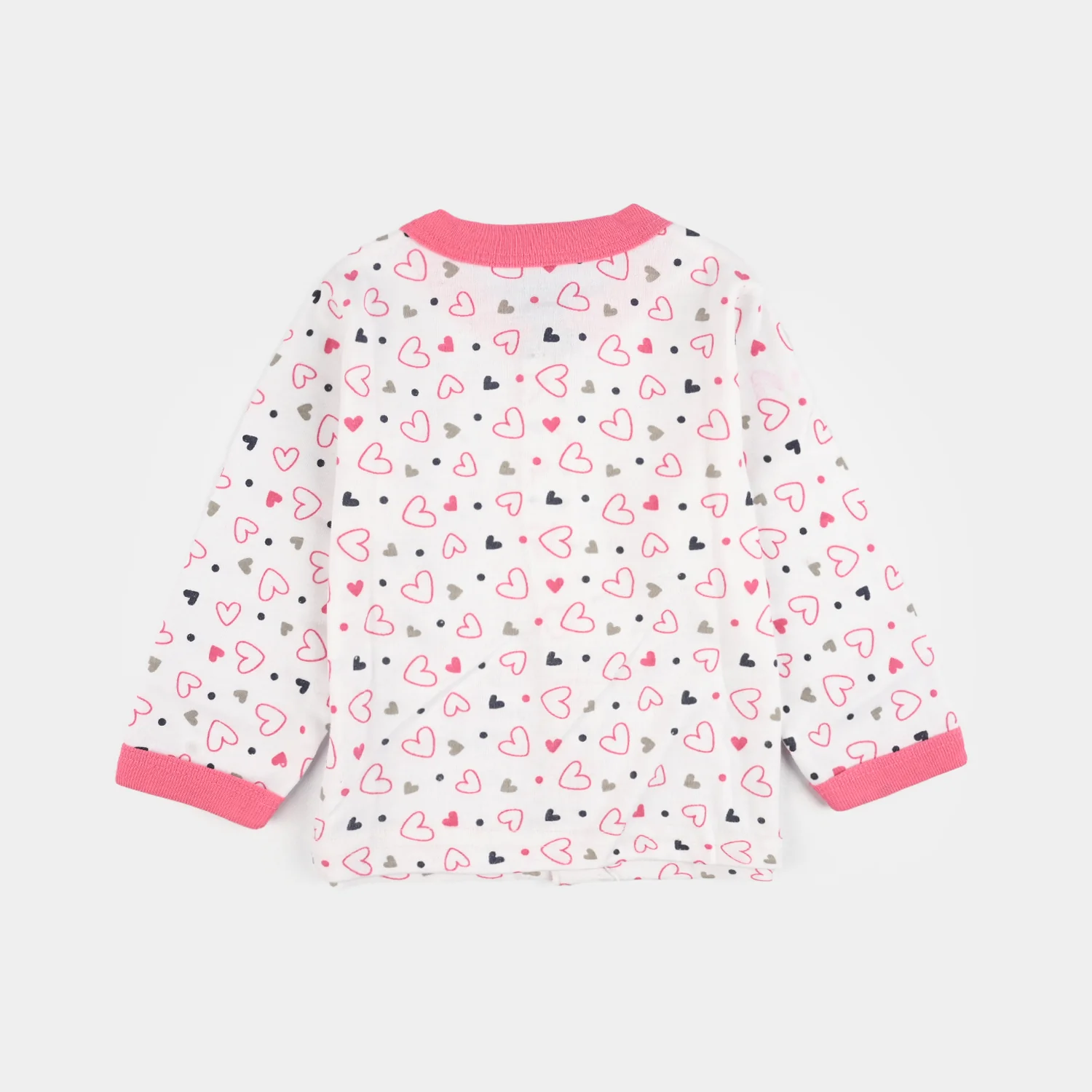 Infant Front Open Suit (Heart) - White/Pink - Image 3