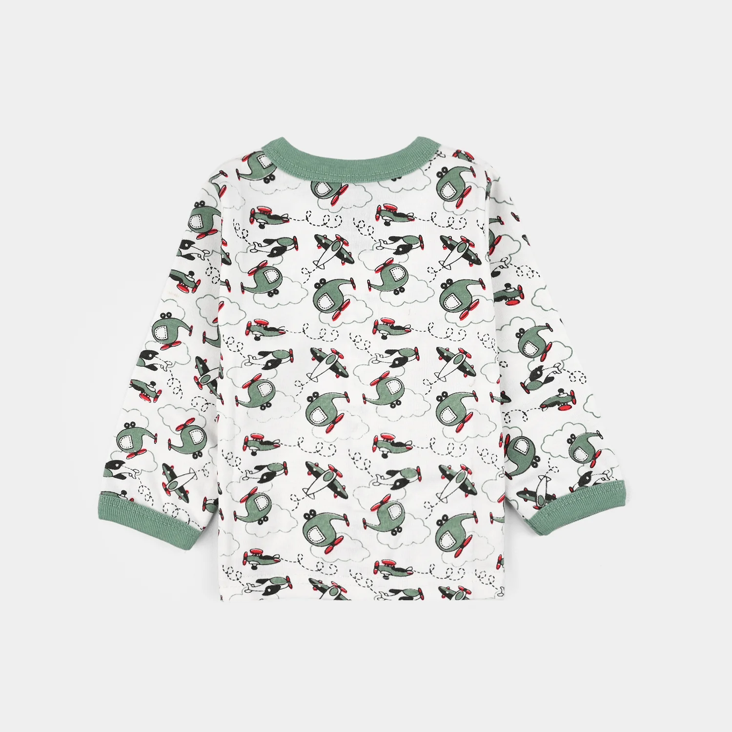 Infant Front Open Suit (Helicopter) - White/Green - Image 3