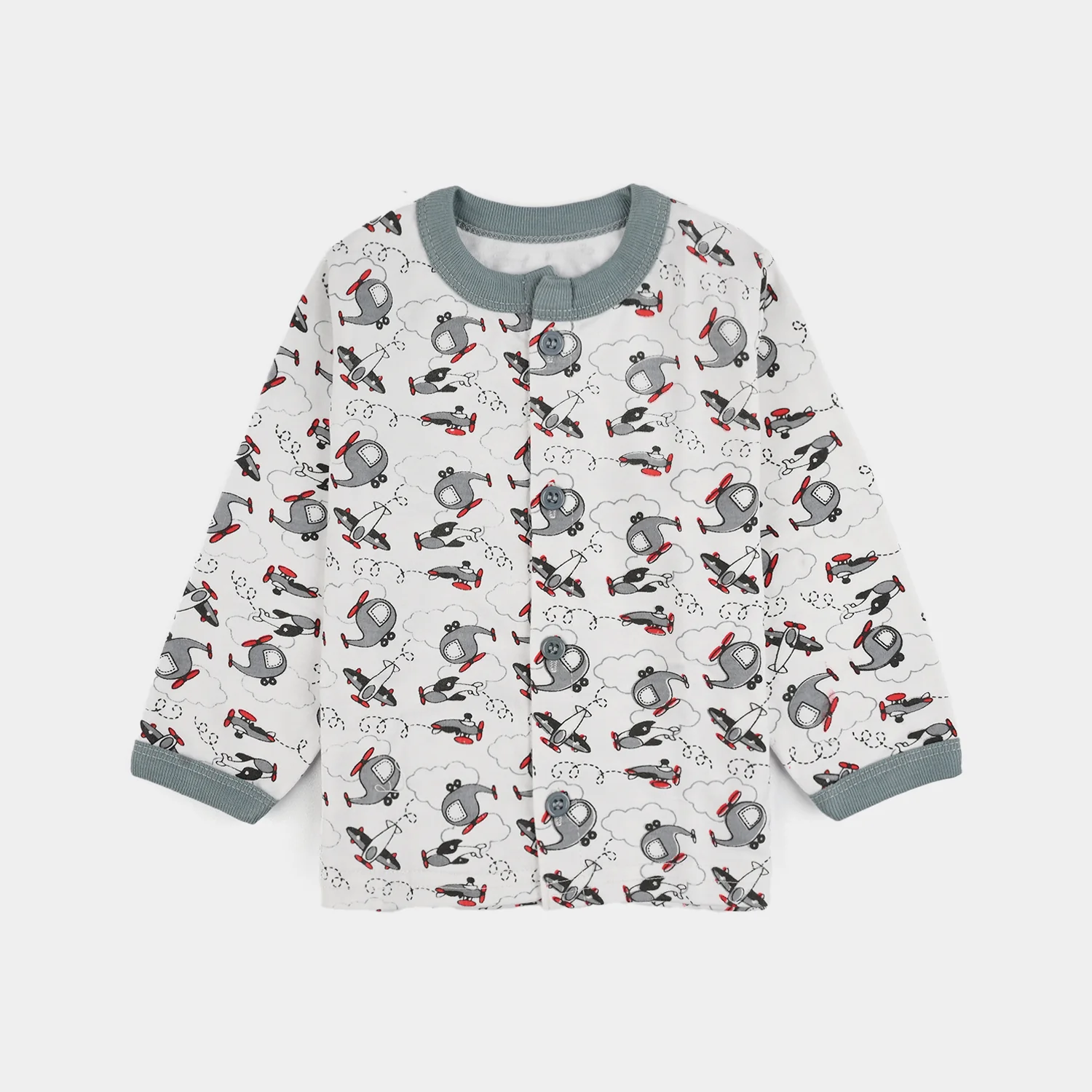 Infant Front Open Suit (Helicopter) - White/Grey - Image 2
