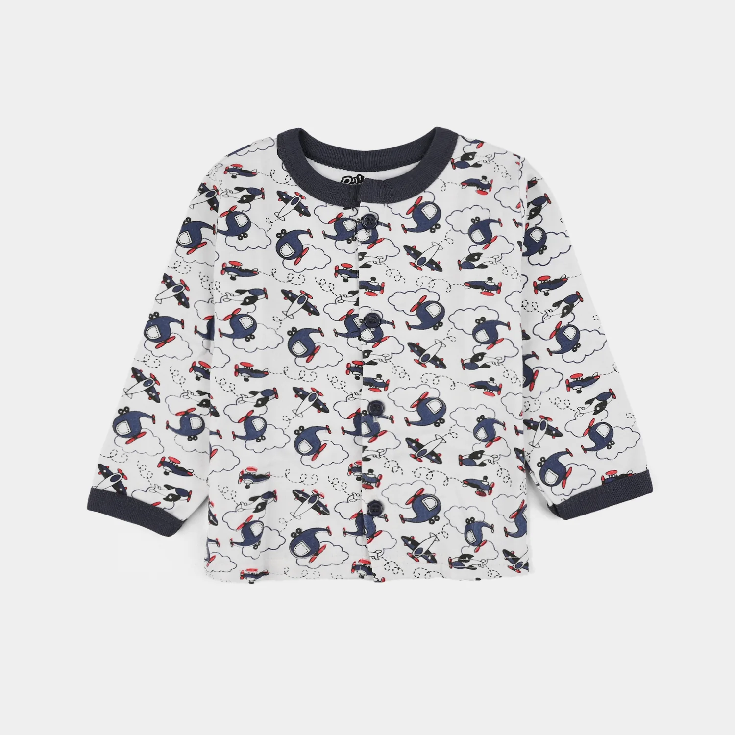 Infant Front Open Suit (Helicopter) - White/Black - Image 2