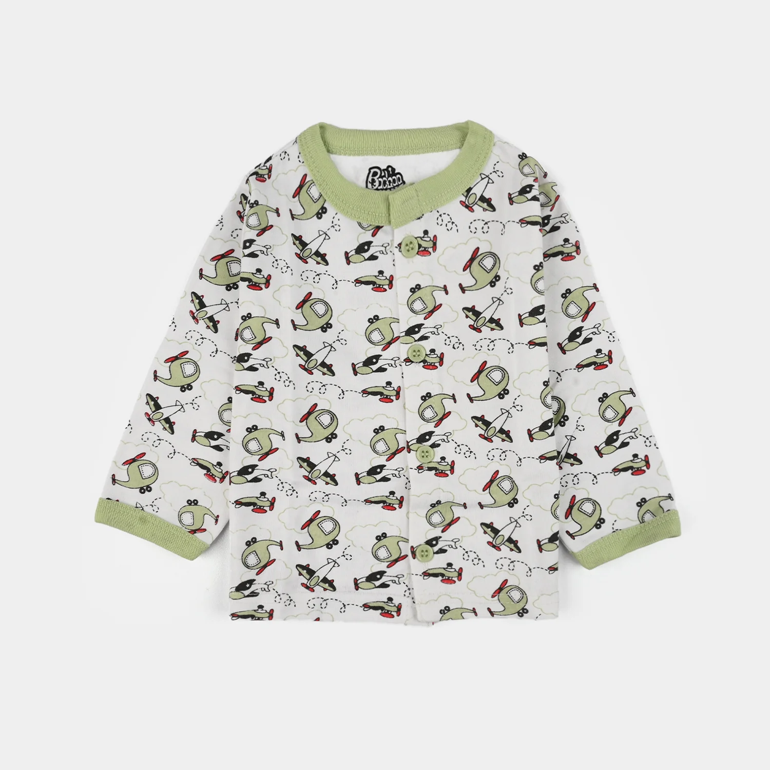 Infant Front Open Suit (Helicopter) - White/Green - Image 2