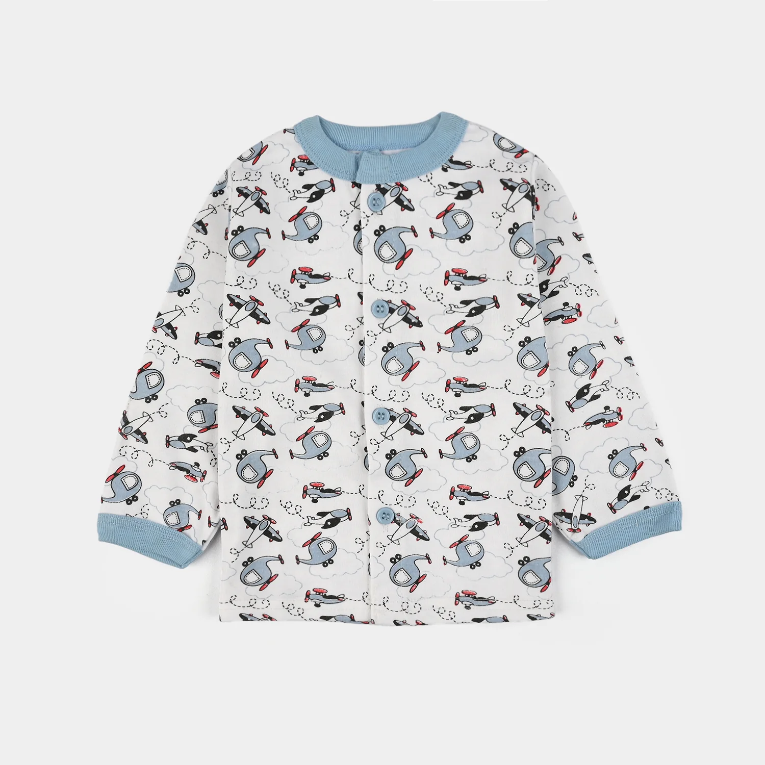 Infant Front Open Suit (Helicopter) - White/Blue - Image 2
