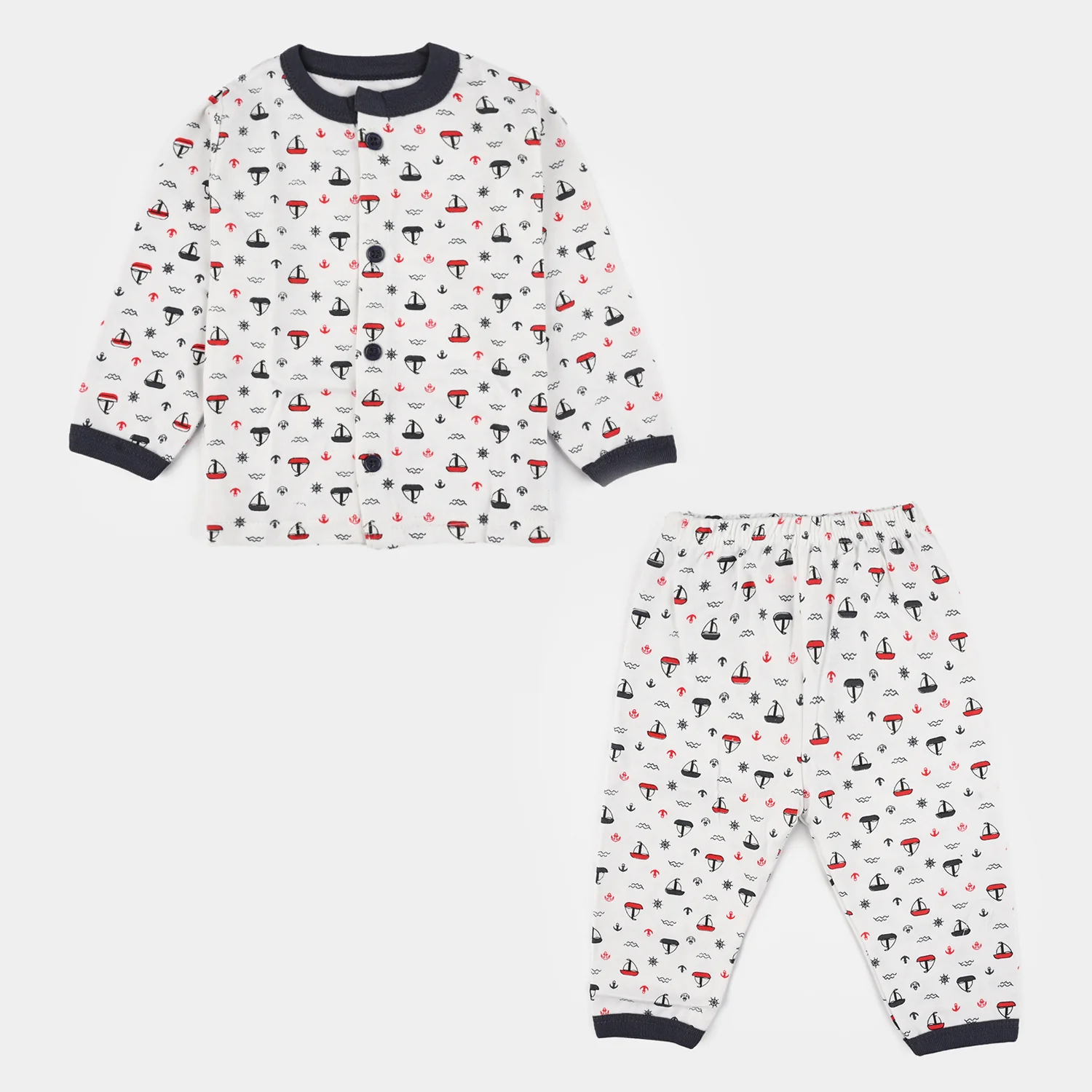 Infant Front Open Suit (Ship) - White/Black