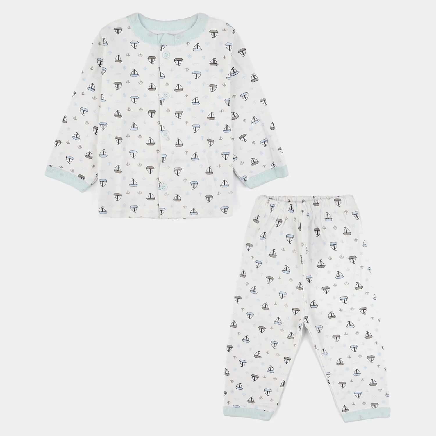 Infant Front Open Suit (Ship) - White/Blue