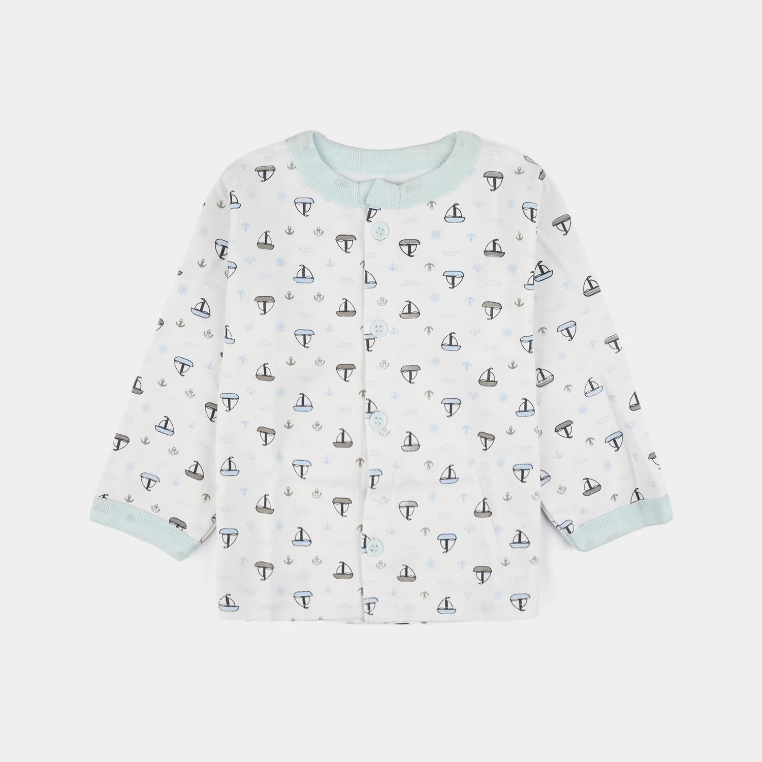 Infant Front Open Suit (Ship) - White/Blue - Image 2