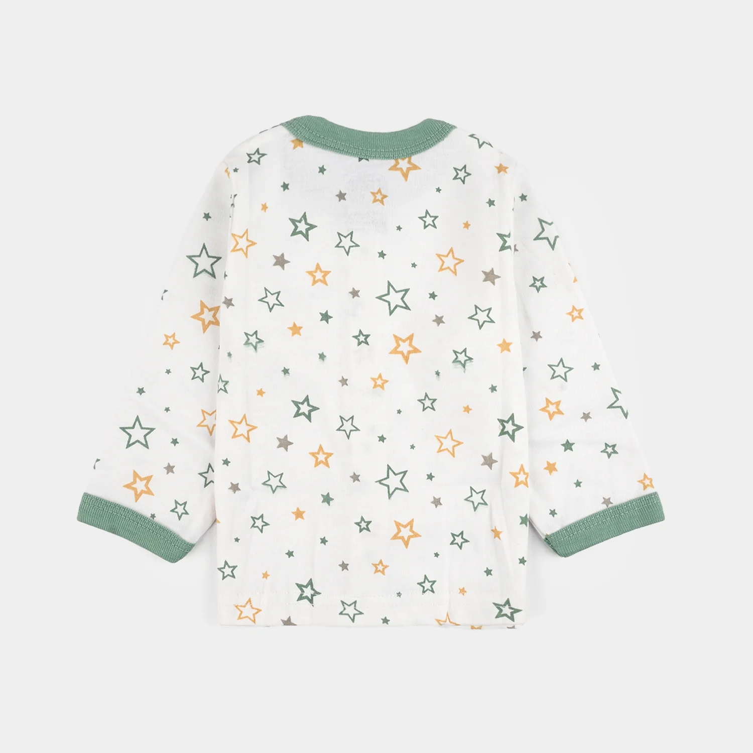Infant Front Open Suit (Star) - White/Green - Image 3