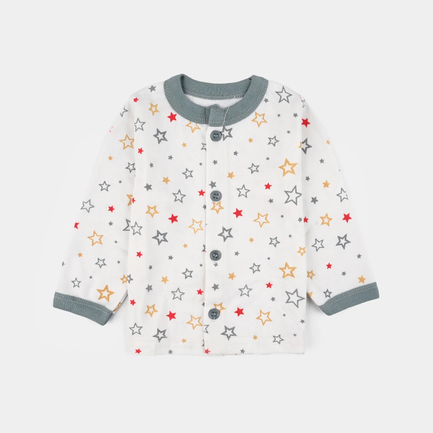 Infant Front Open Suit (Star) - White/Grey - Image 2