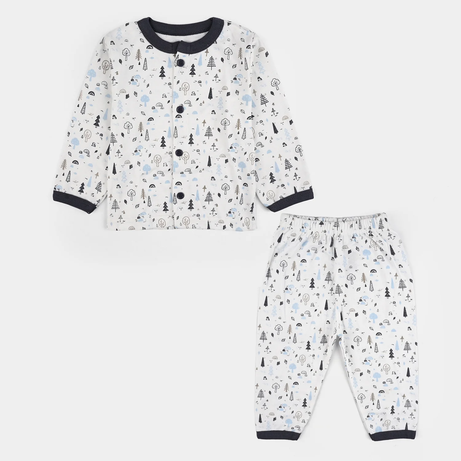 Infant Front Open Suit (Tree Medieval) - White/Black