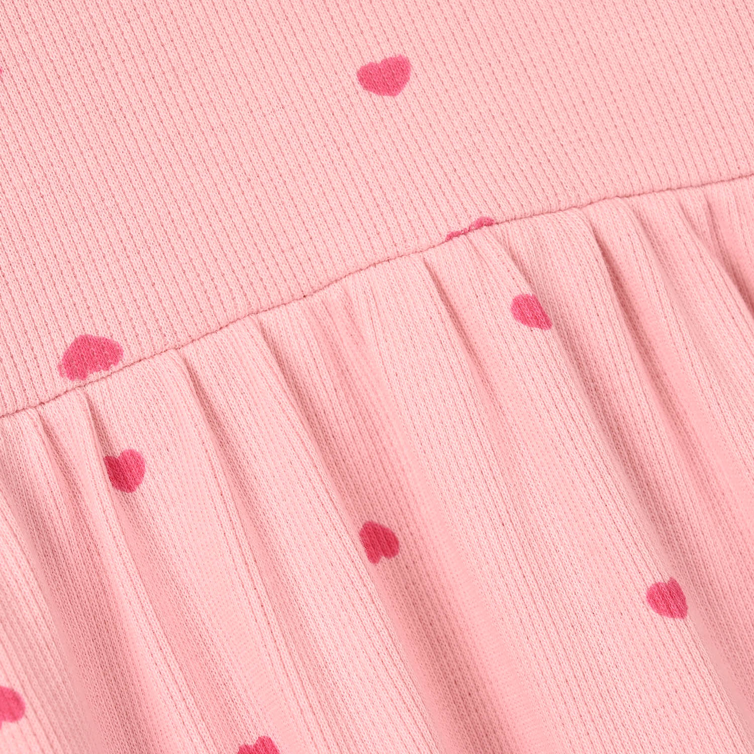 Girls 2x1 Rib Knitted Frock (Hearts) - Pink - Image 2