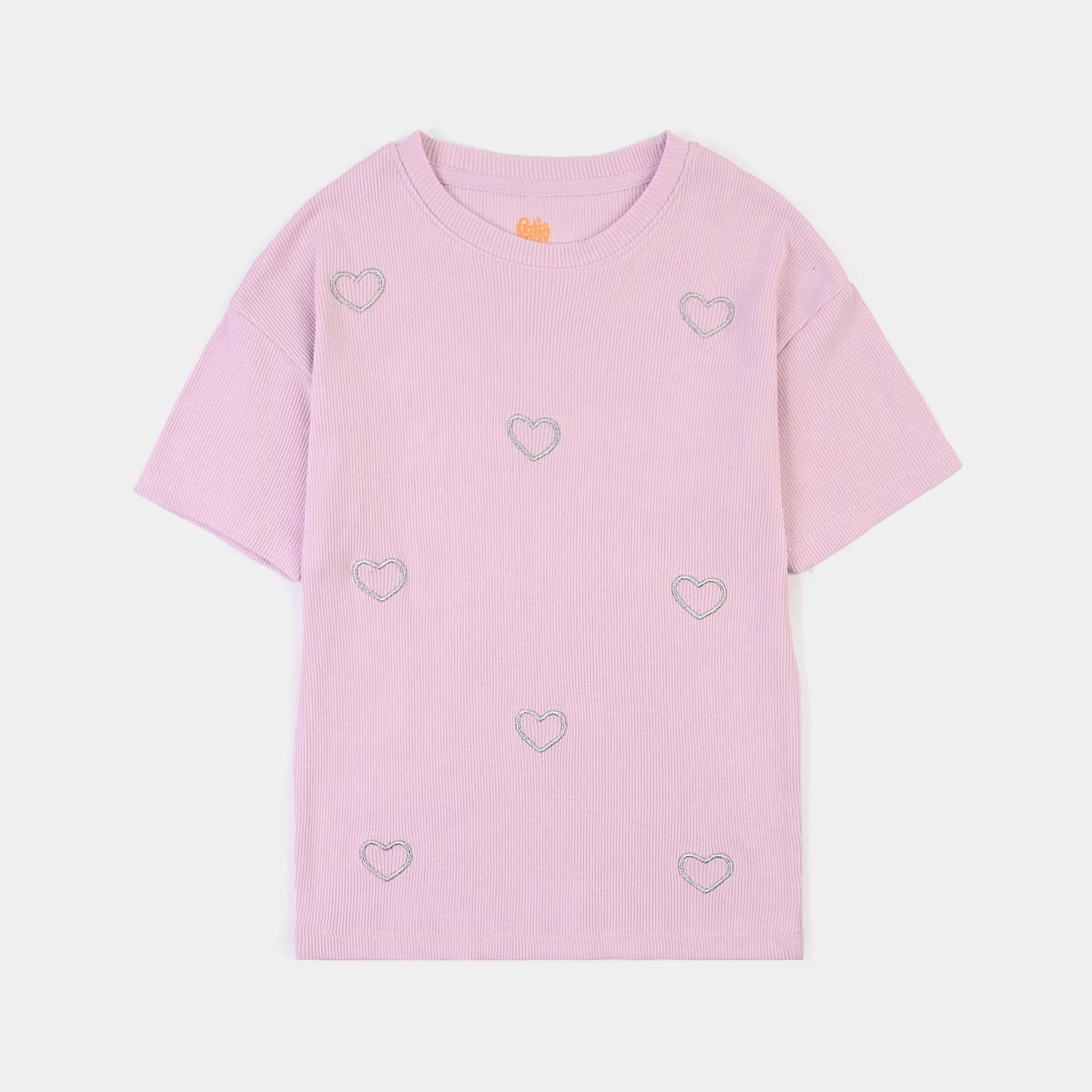 Girls 2x1 Rib T-Shirt H/S All Hearts Lilac-Orchid