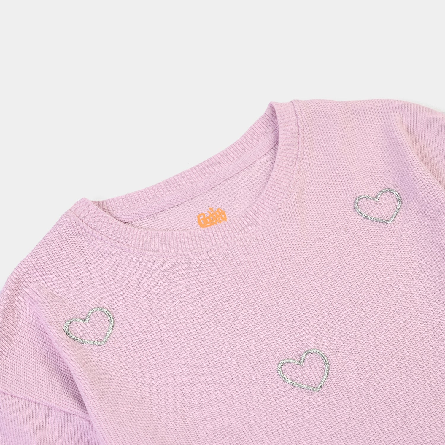 Girls 2x1 Rib T-Shirt H/S All Hearts Lilac-Orchid - Image 2