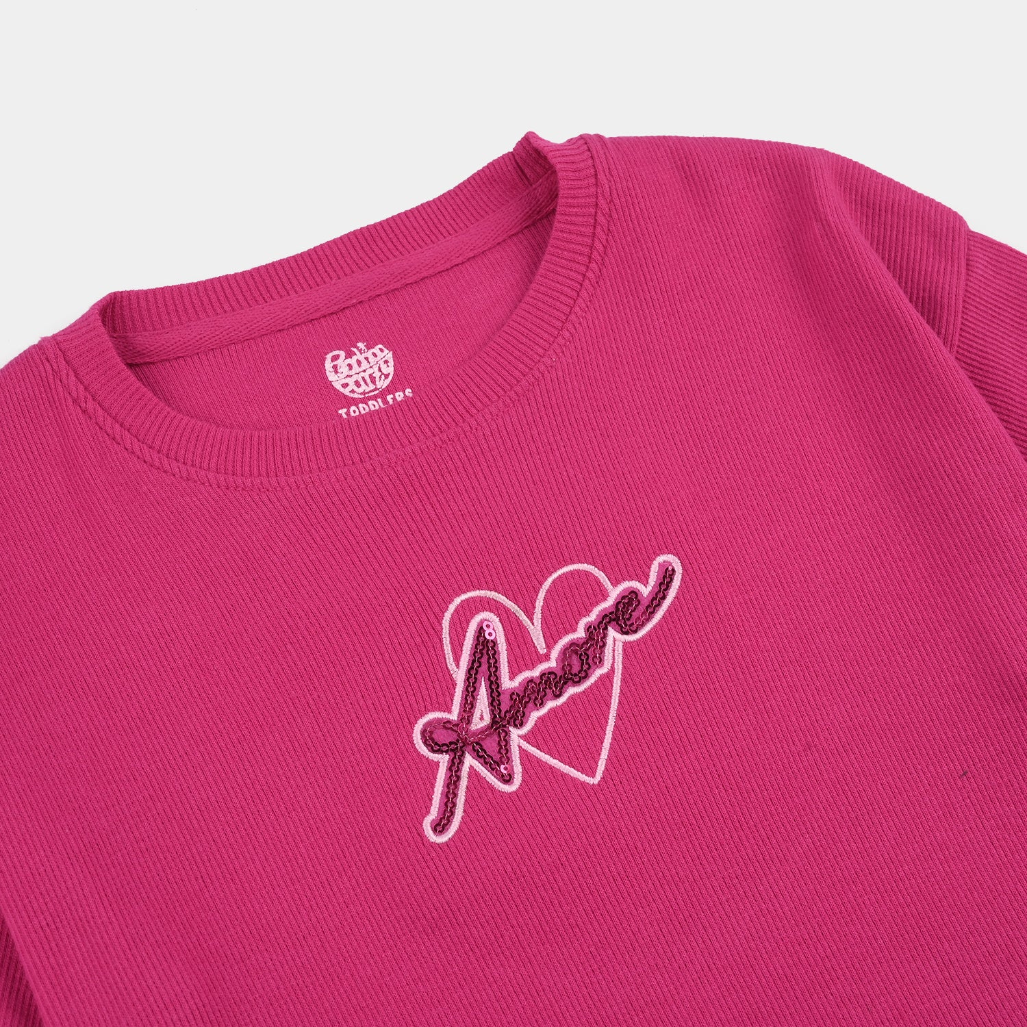 Girls 2x1 Rib T-Shirt (Amore) - Hot Pink - Image 2