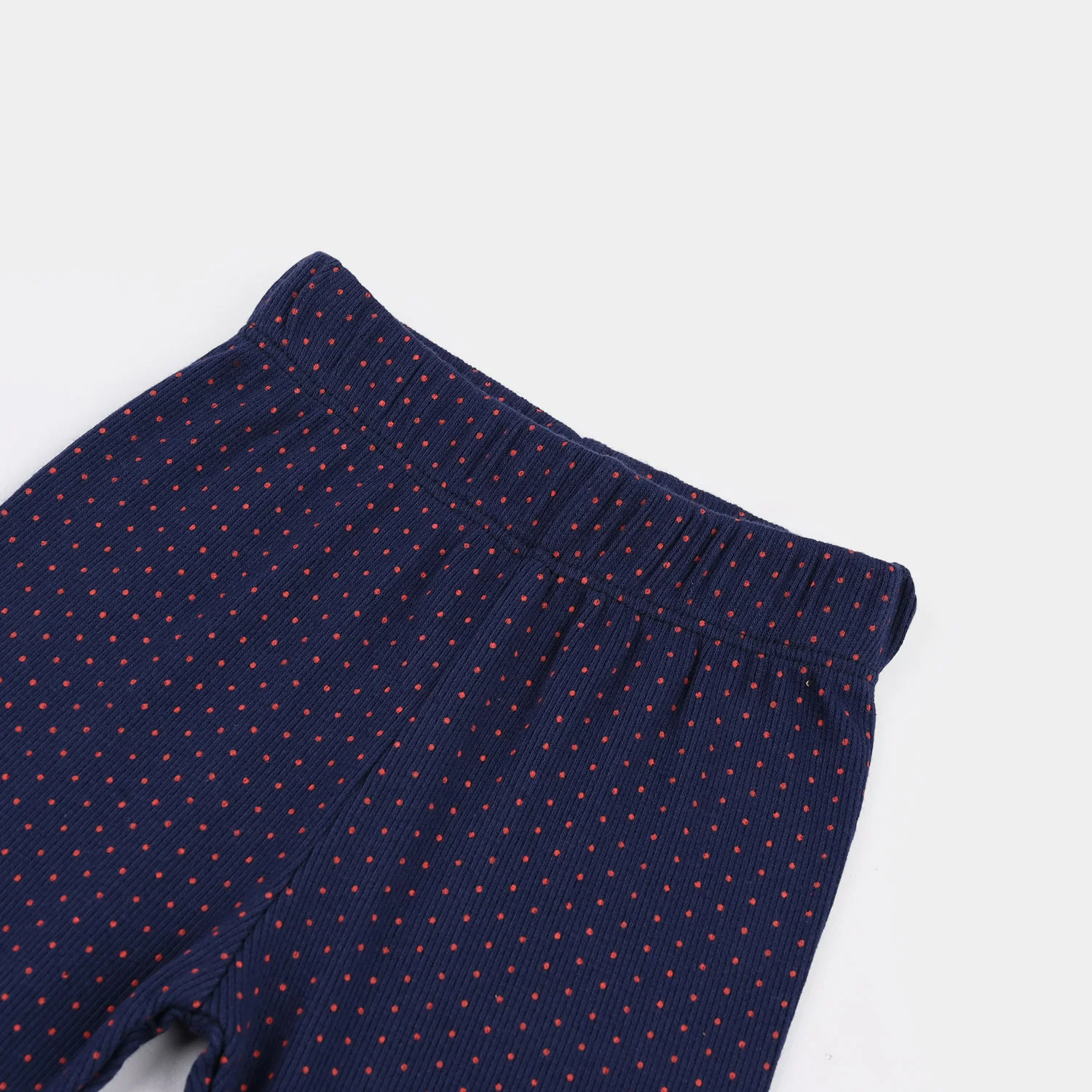 Girls 2x1 Rib Tight Polka-Navy Blue - Image 2