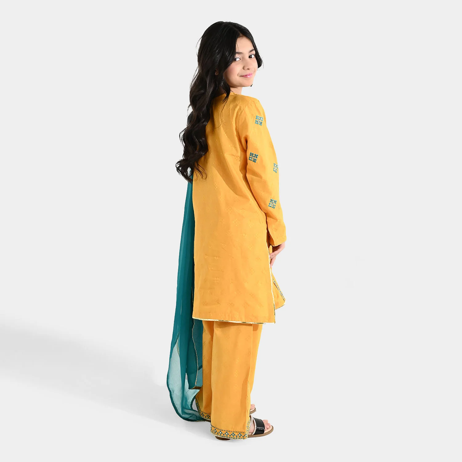 Girls Jacquard 3Pcs (Ishq) - Yellow - Image 6