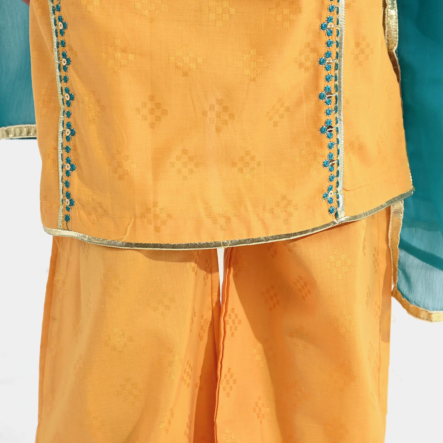 Girls Jacquard 3Pcs (Ishq) - Yellow - Image 7