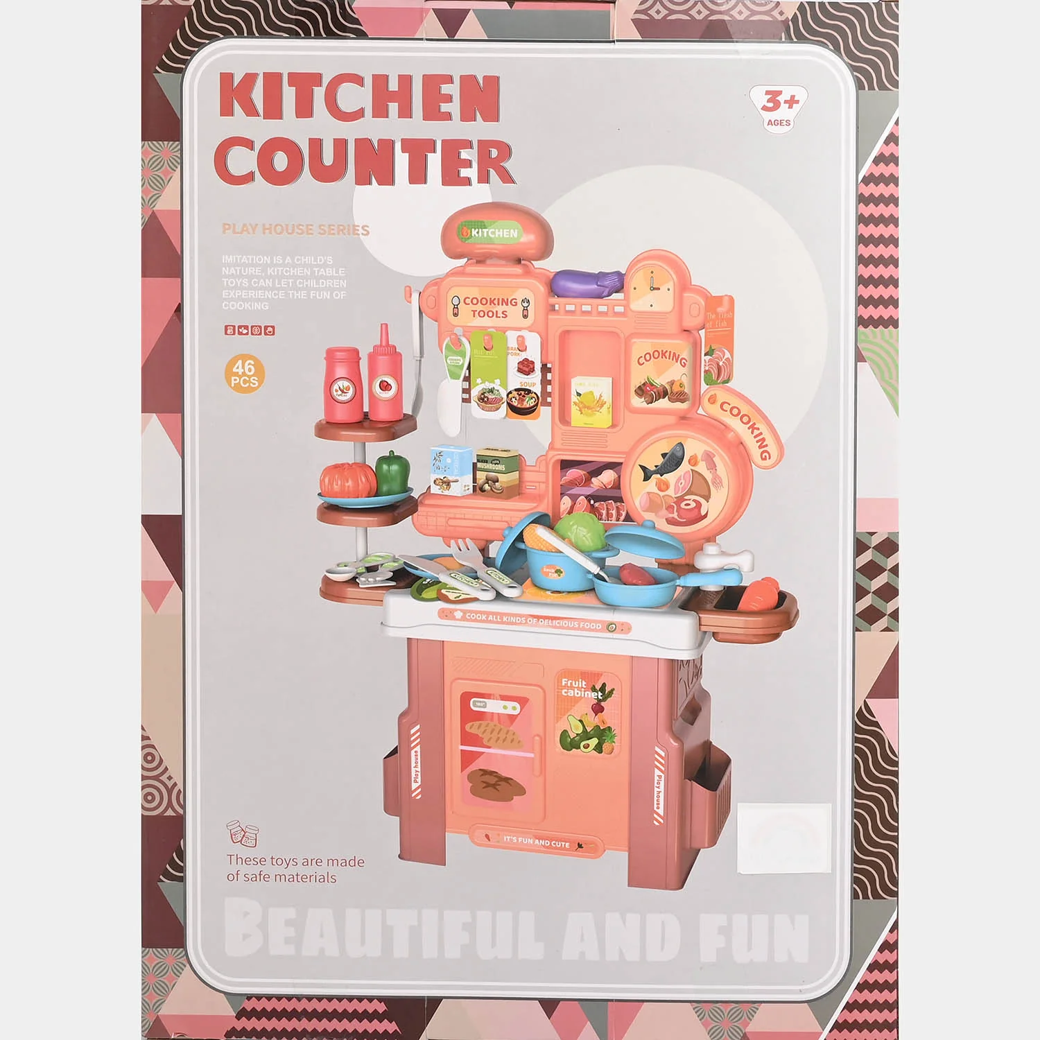 Girls Beautiful & Fun Kitchen Counter Playset – 46 Pieces - Image 2