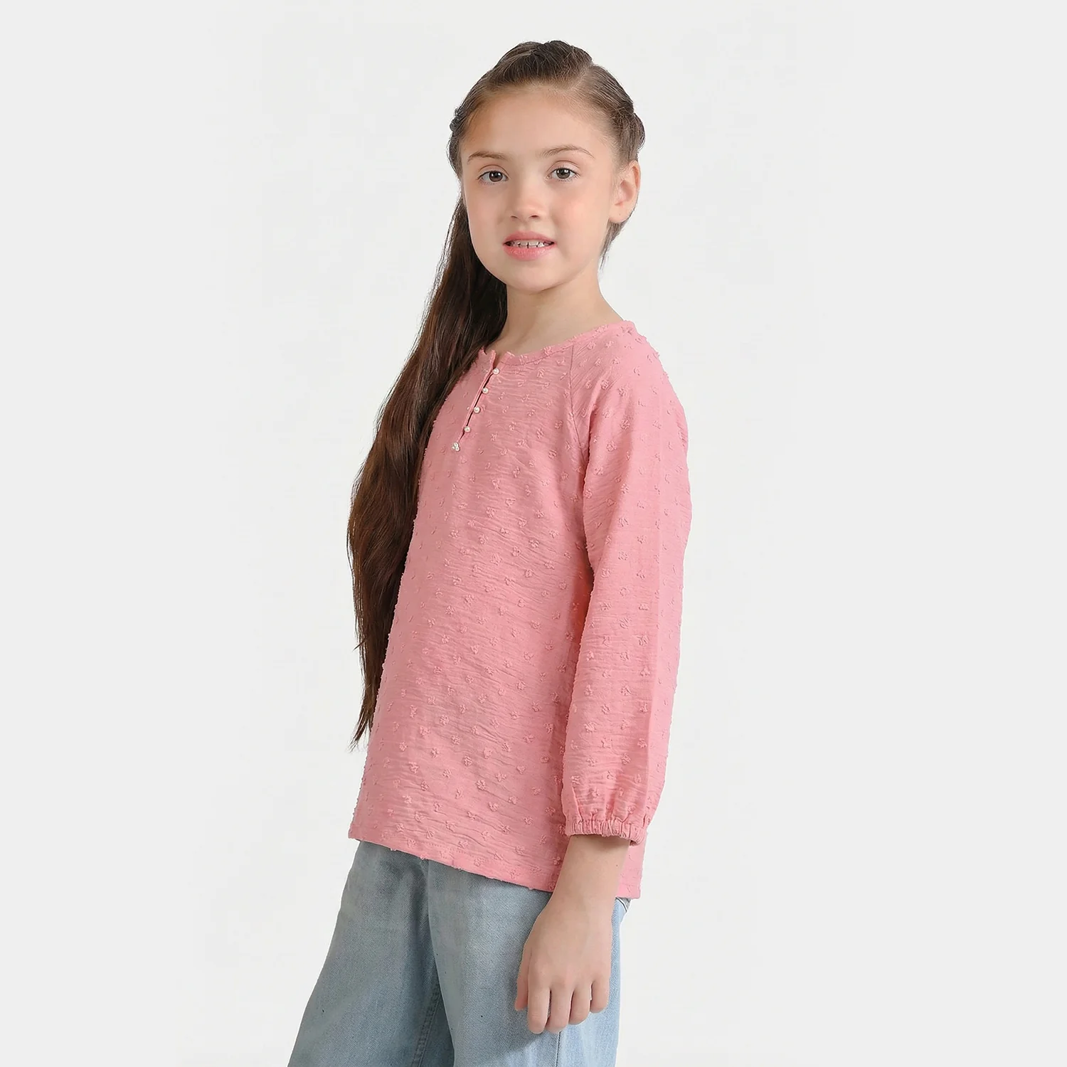 Girls Cotton Casual Top Brochia – Pink - Image 2