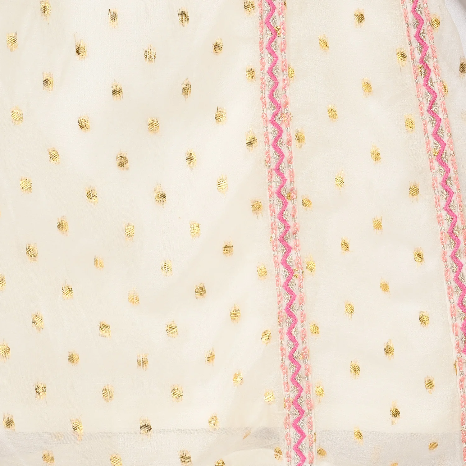 Girls Chiffon 3Pcs Zeenat - Cream - Image 6