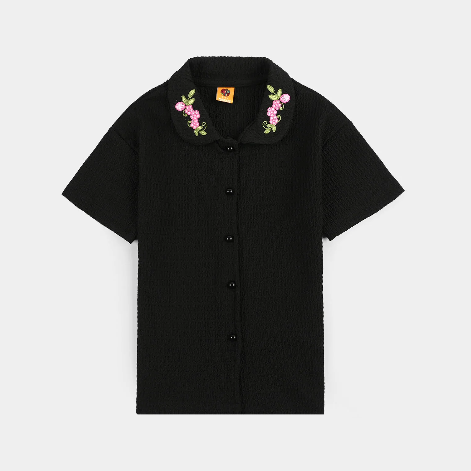 Girls Poly Crinkle Suit (Flower) - Black - Image 4