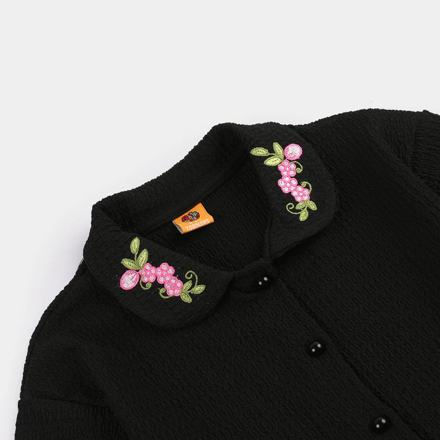 Girls Poly Crinkle Suit (Flower) - Black - Image 5