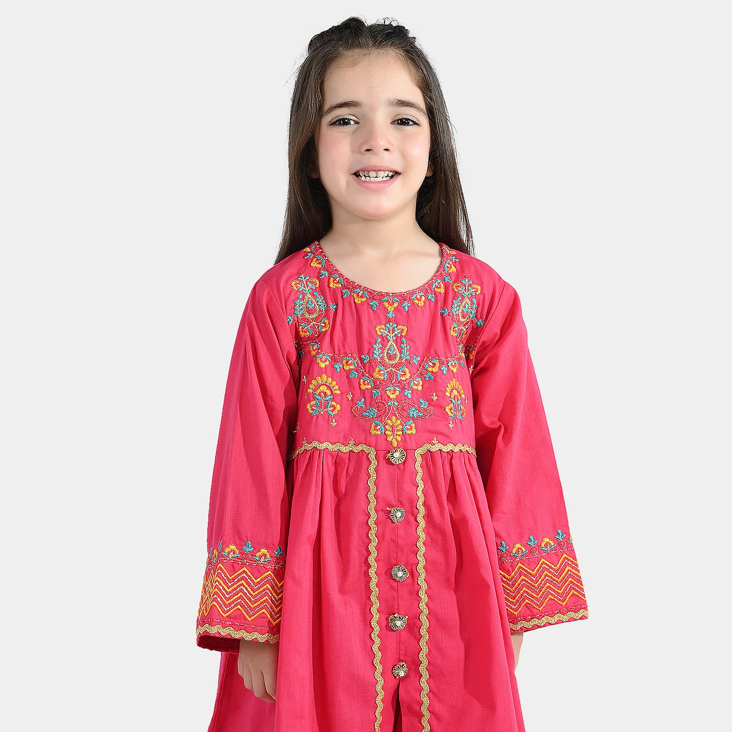 Girls Cotton 2Pcs Razia-Shocking Pink - Image 5