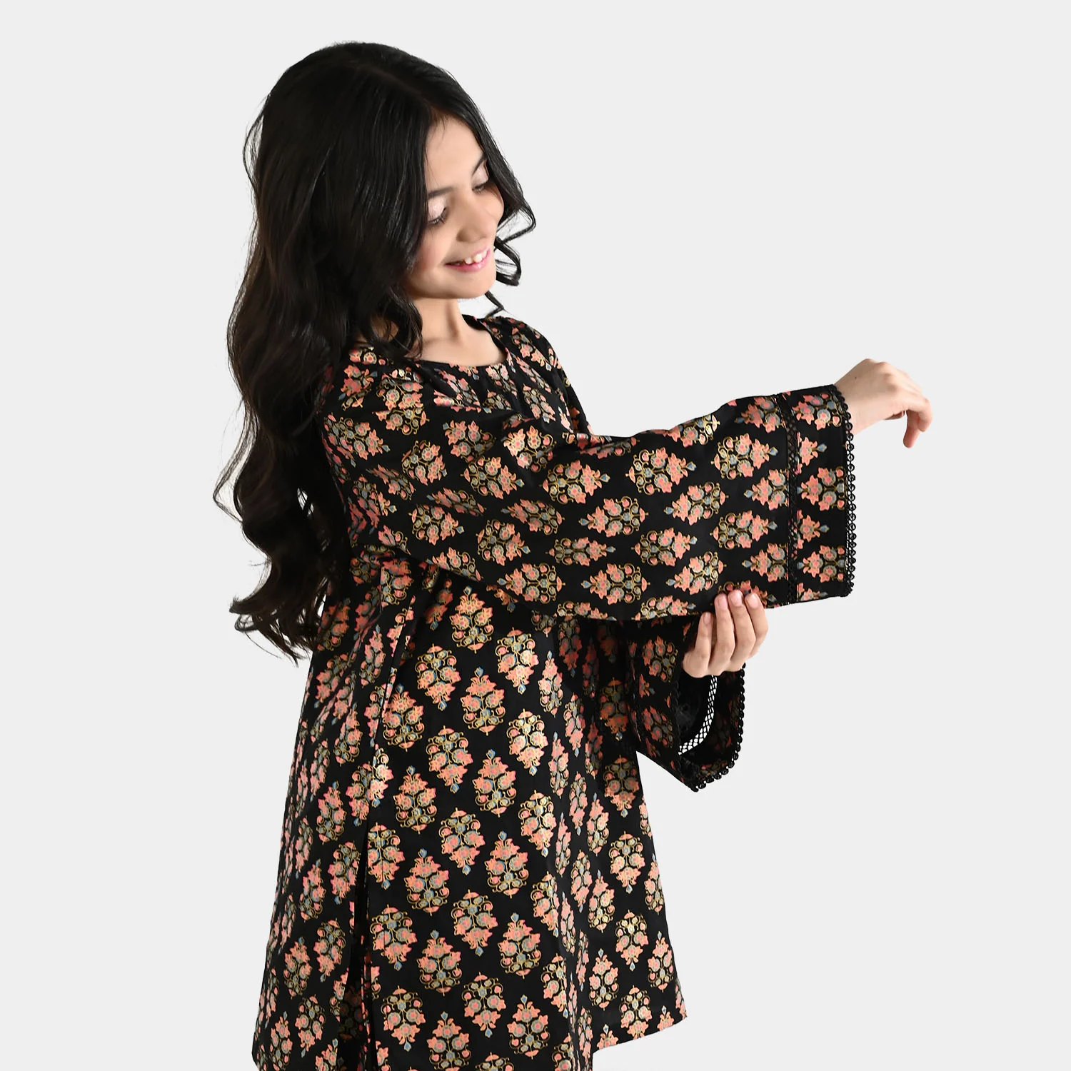Girls Cotton 3Pcs (Rang) - Black - Image 2
