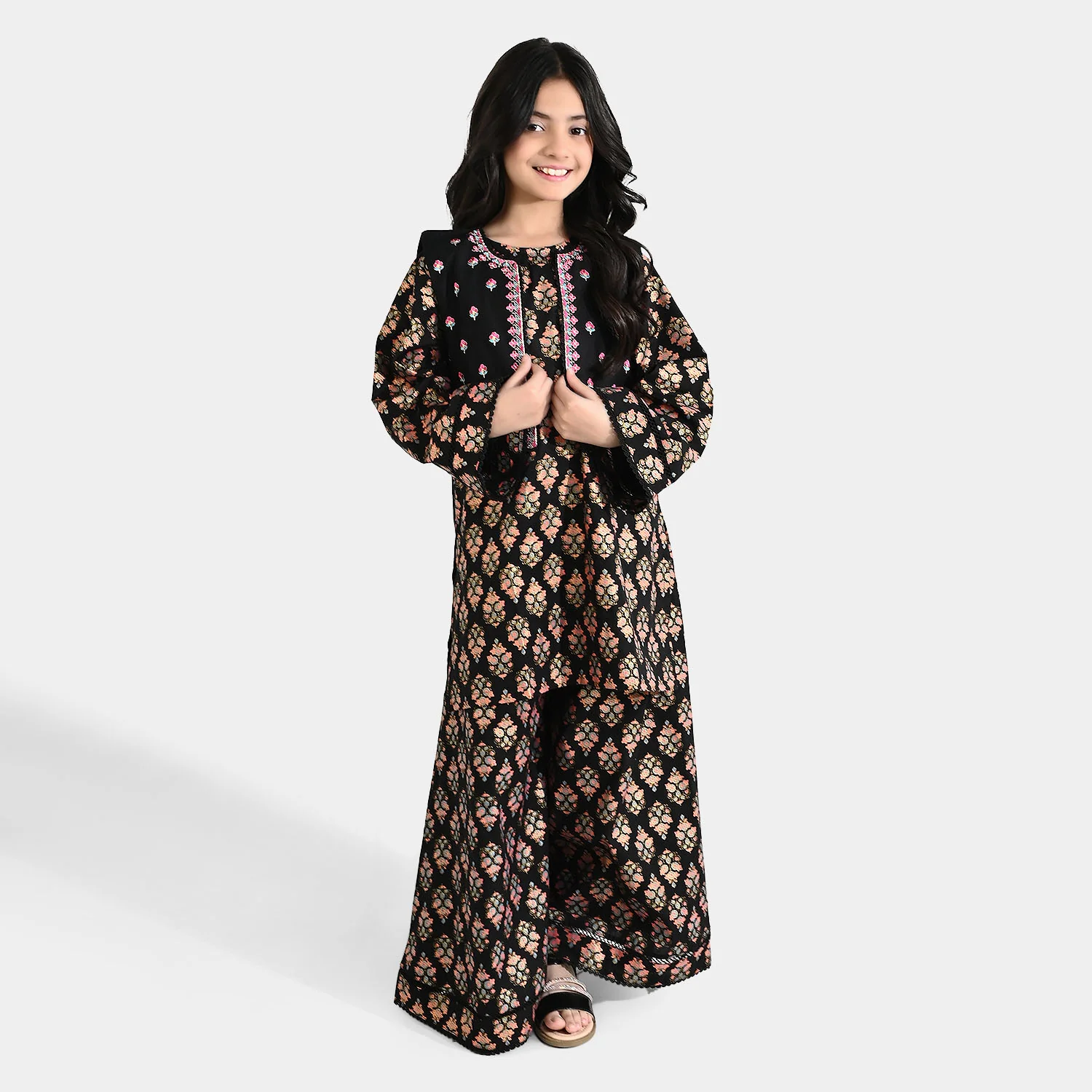 Girls Cotton 3Pcs (Rang) - Black - Image 3