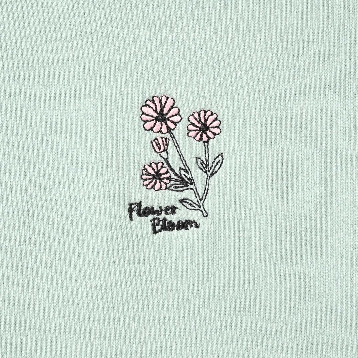 Girls Cotton Rib T-Shirt Floral Bloom - Blue - Image 2