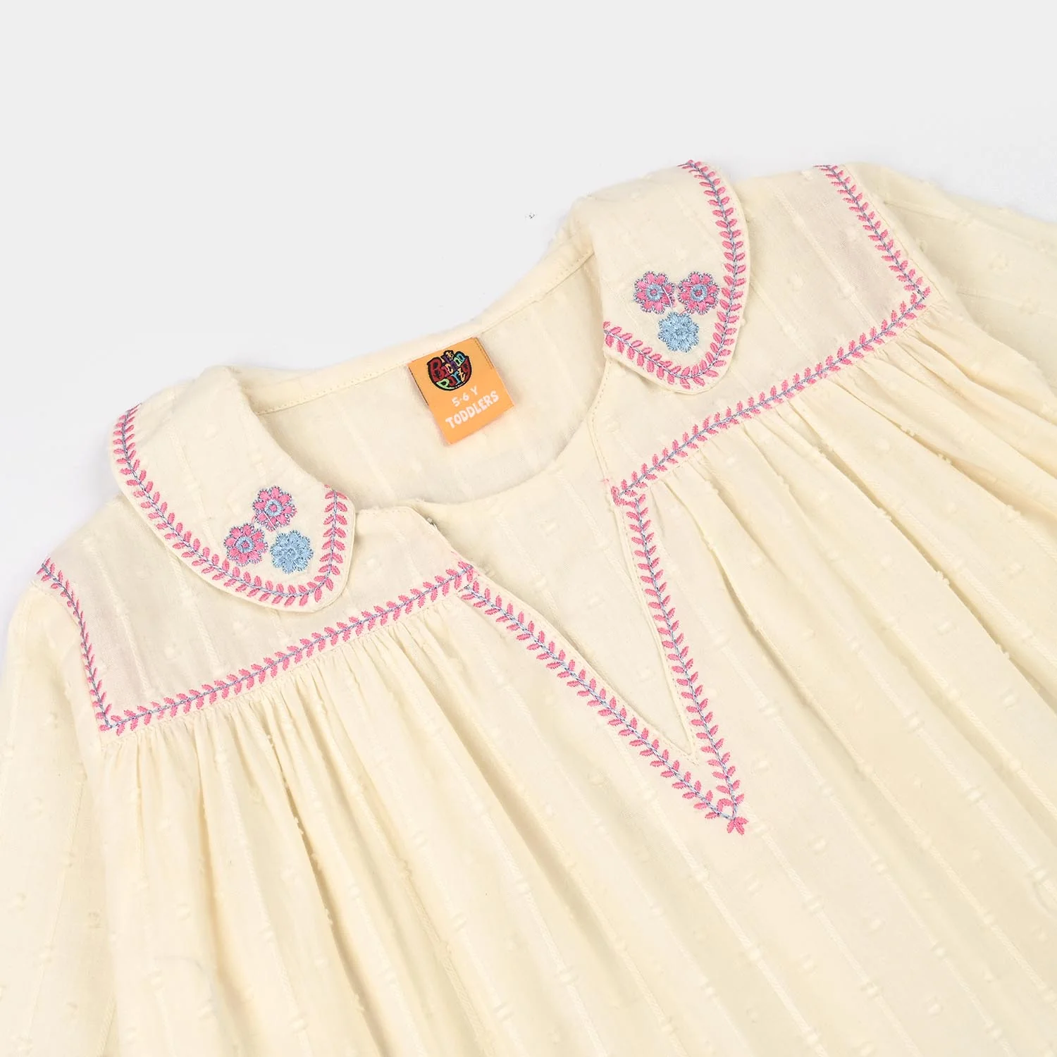 Girls Cotton Brochia Emb Top Jane- Off White - Image 2