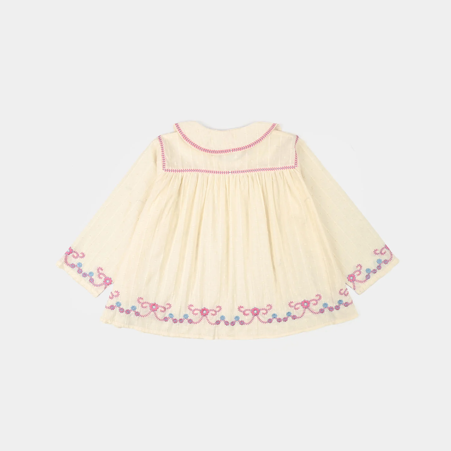 Girls Cotton Brochia Emb Top Jane- Off White - Image 5