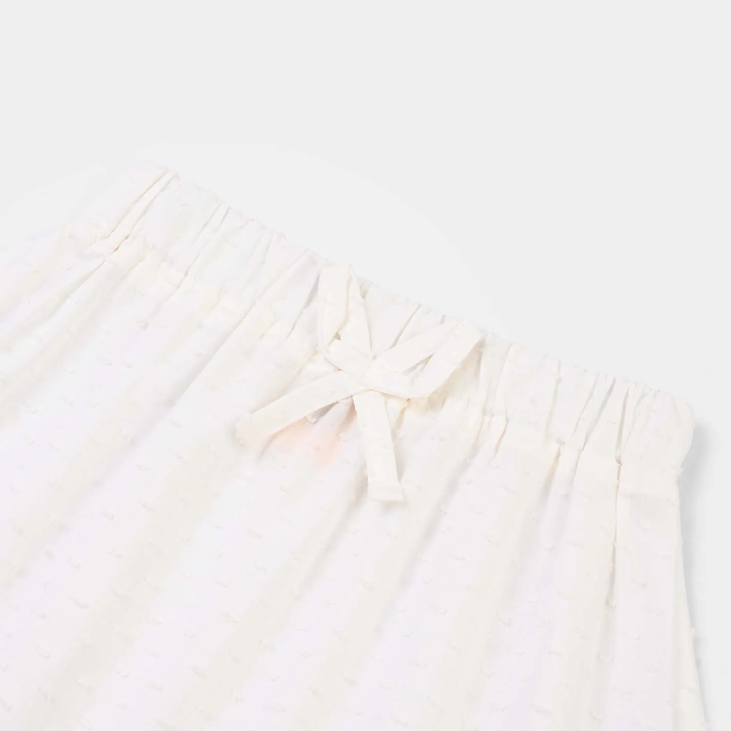 Girls Cotton Brochia Short Skirt-White - Image 2