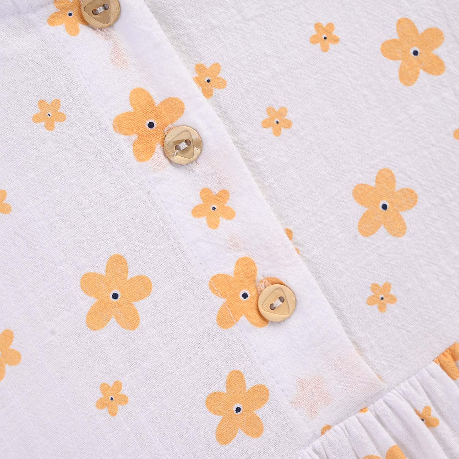 Girls Cotton Casual Frock Amber-WHITE - Image 2