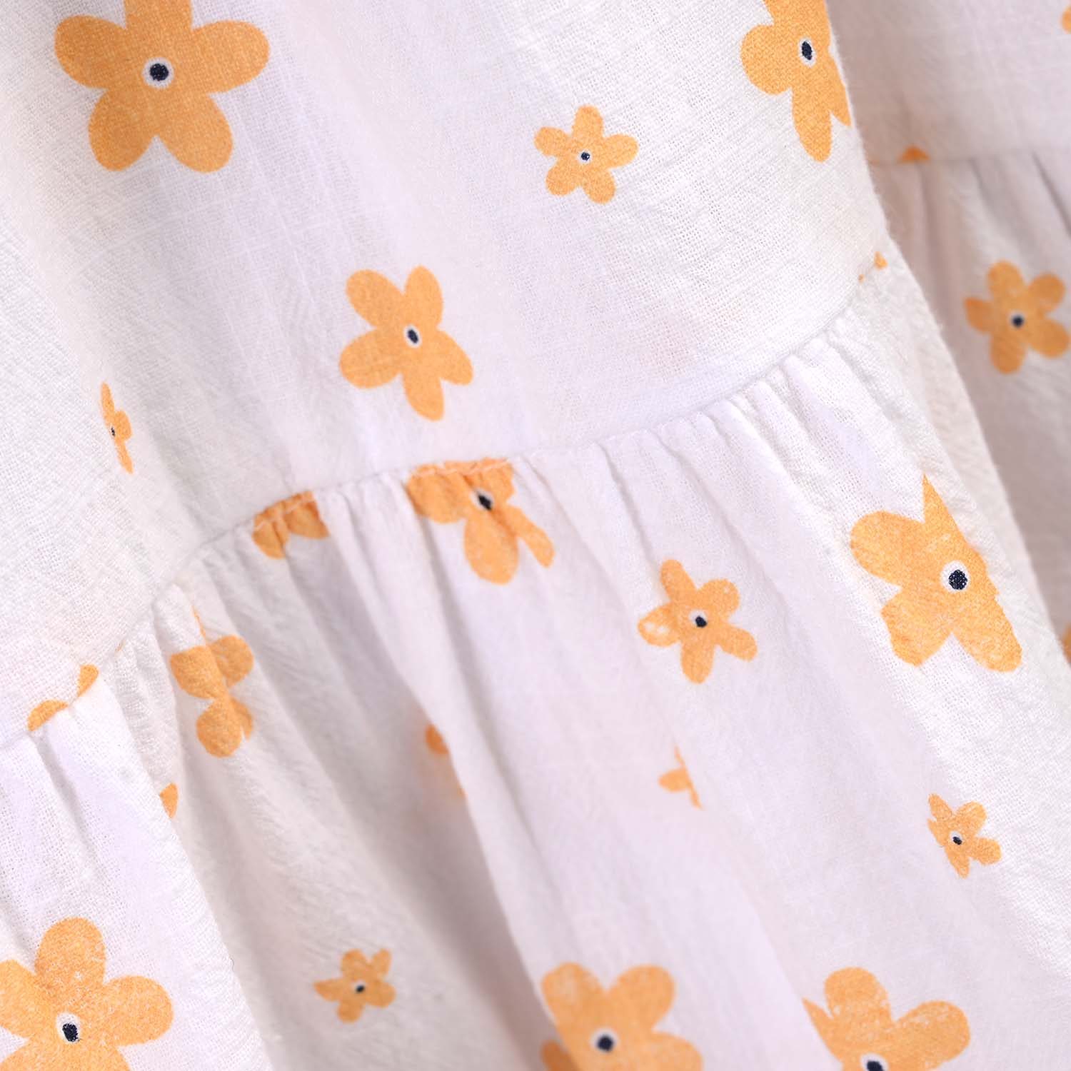 Girls Cotton Casual Frock Amber-WHITE - Image 3