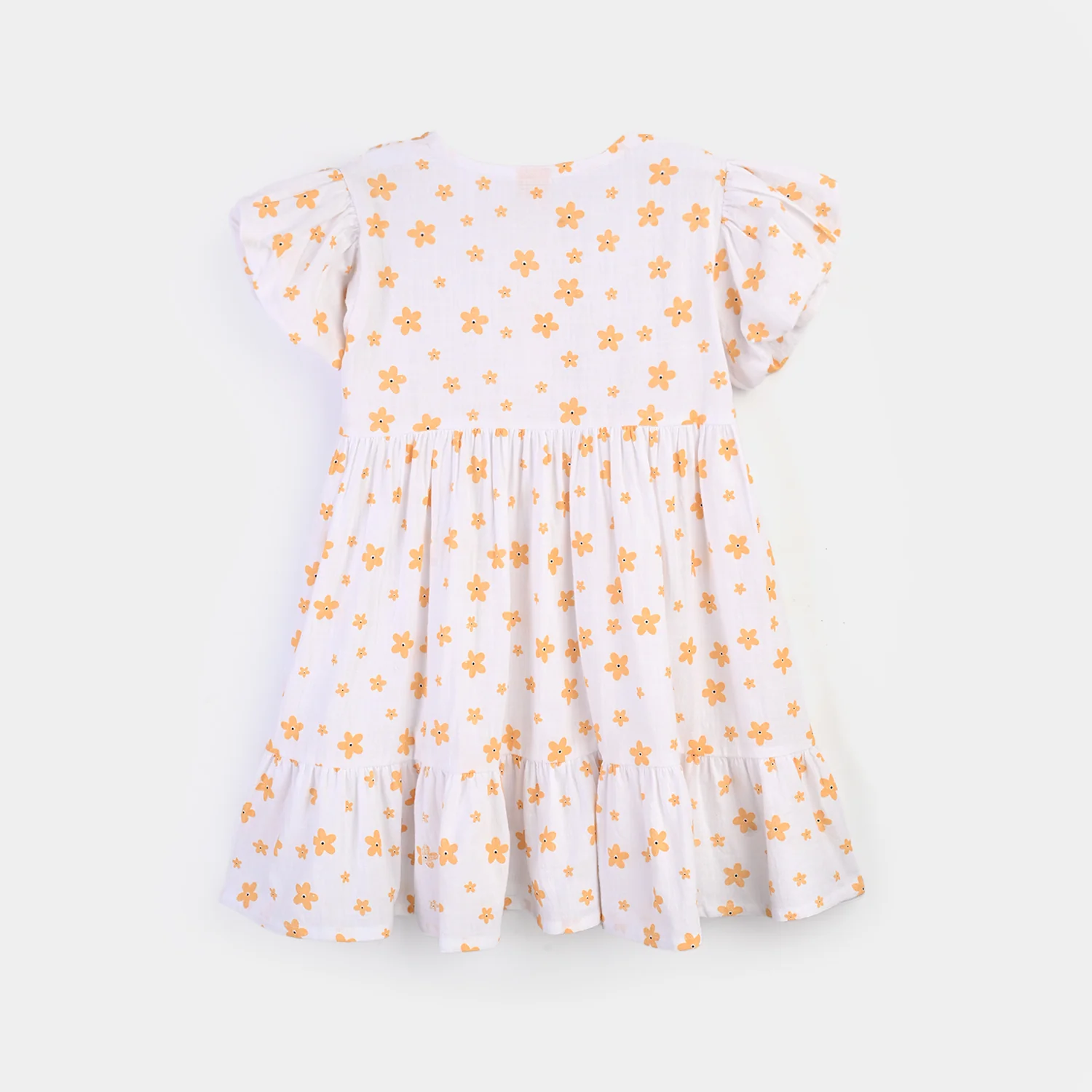 Girls Cotton Casual Frock Amber-WHITE - Image 4