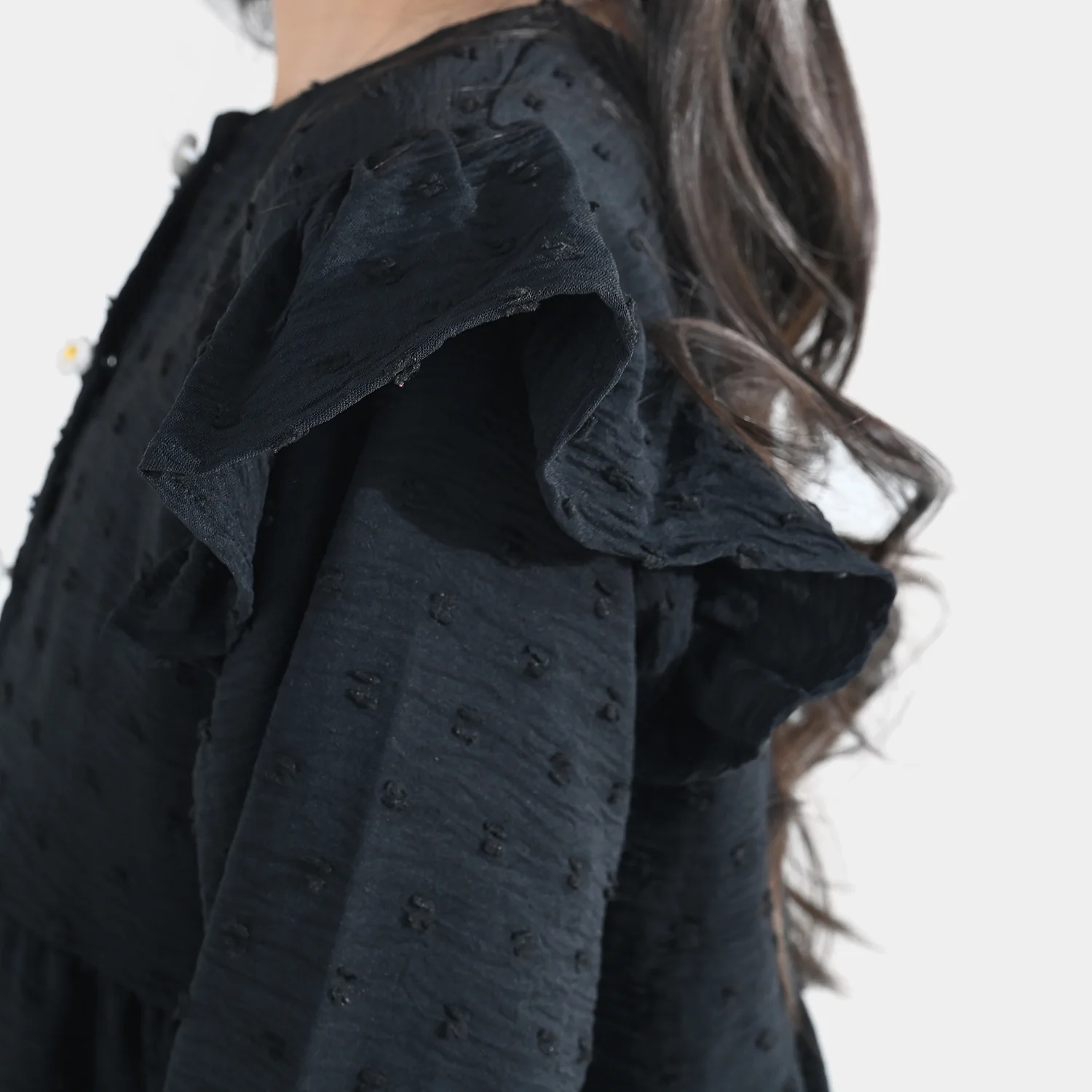 Girls Cotton Casual Frock Brochia - Black - Image 5