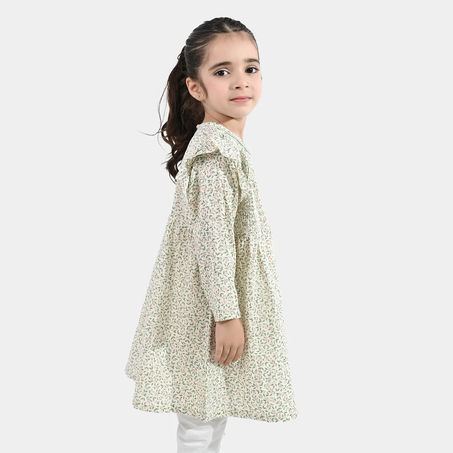 Girls Cotton Casual Frock (Chinky) - Multi - Image 3